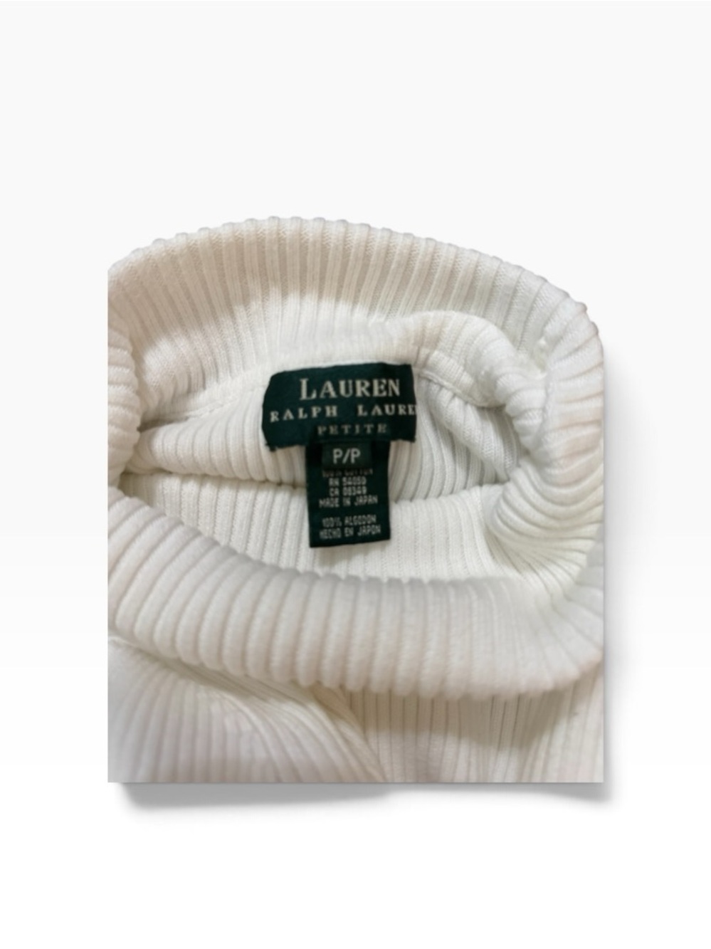 Lauren Ralph Lauren Cream Ribbed Turtleneck Sweater - Picture 3 of 4